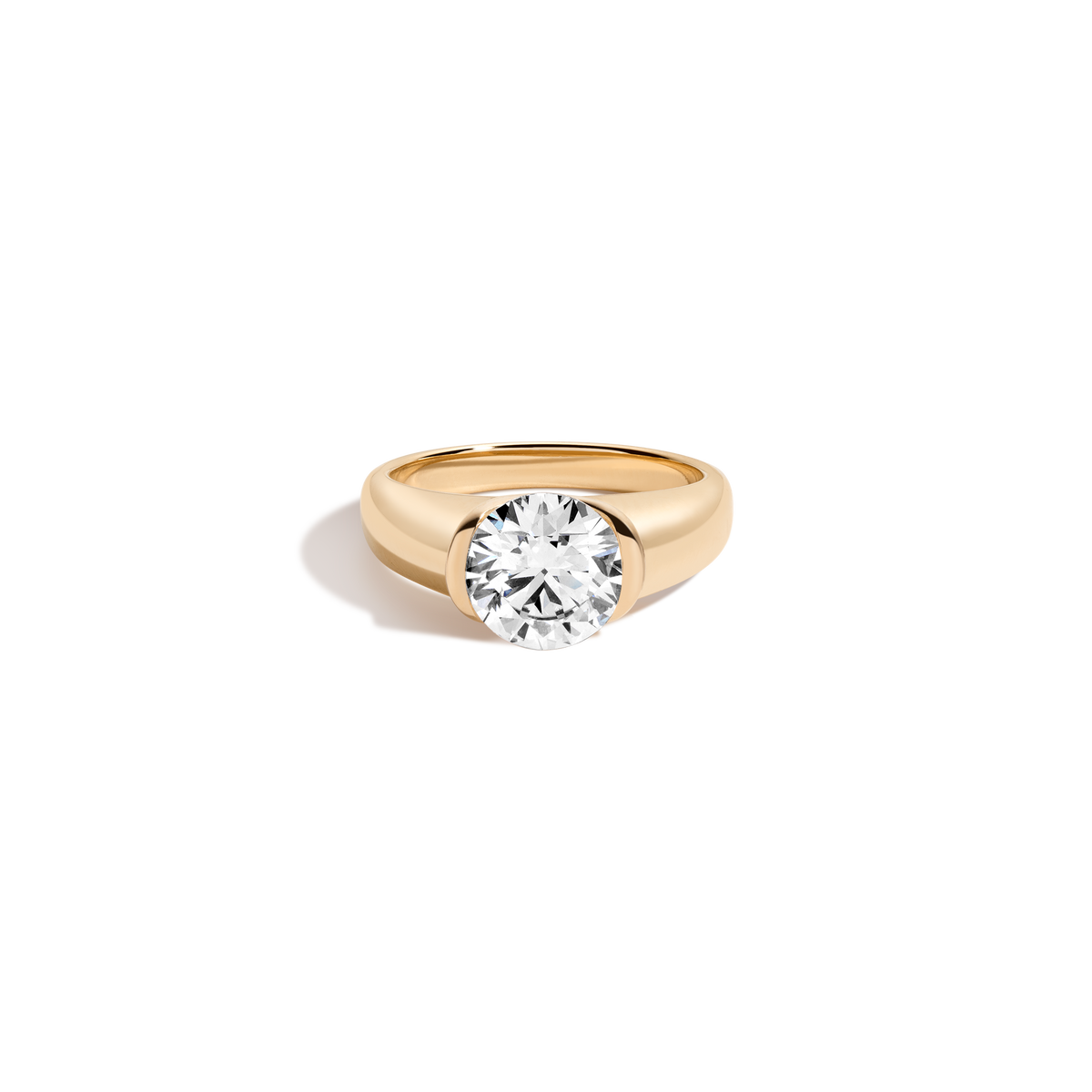 3ct Round Lab Grown Diamond Floating Cigar Ring 14k 18k Yellow Gold First