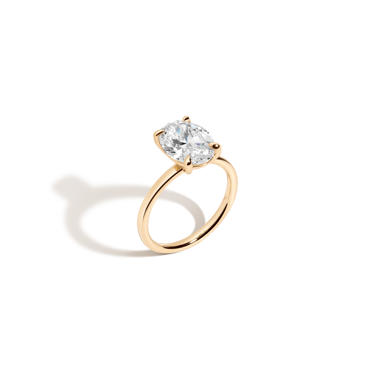 3ct Oval Lab Grown Diamond Solitaire Ring 14k 18k Yellow Gold