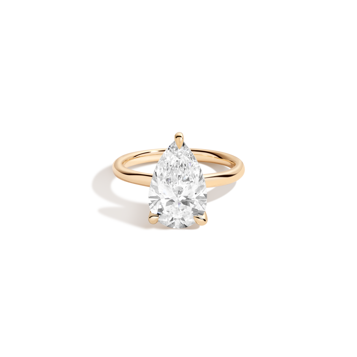 4ct Pear Lab Grown Diamond Solitaire Ring 14k 18k Yellow Gold First