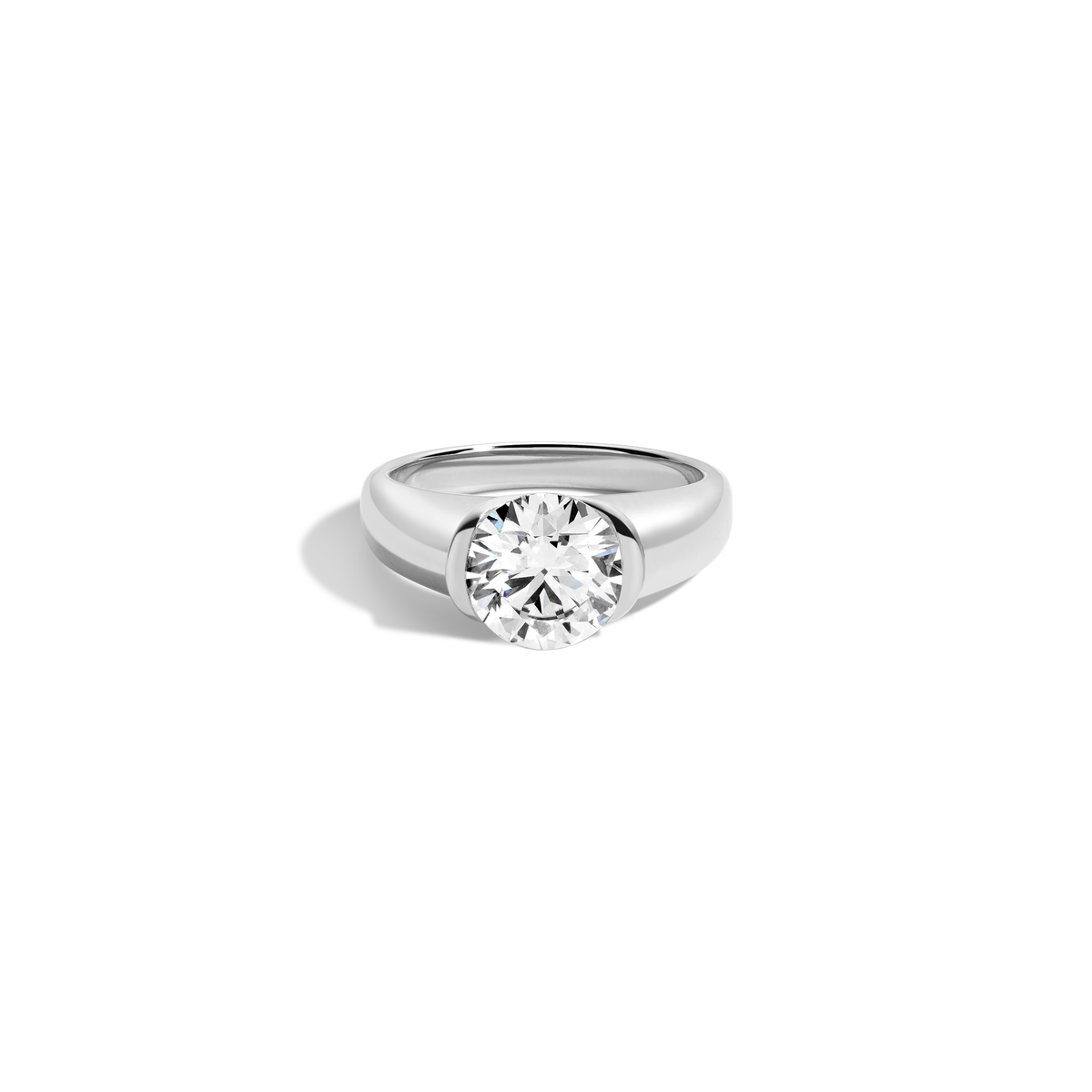 3ct Round Lab Grown Diamond Floating Cigar Ring 14k 18k Platinum White Gold First