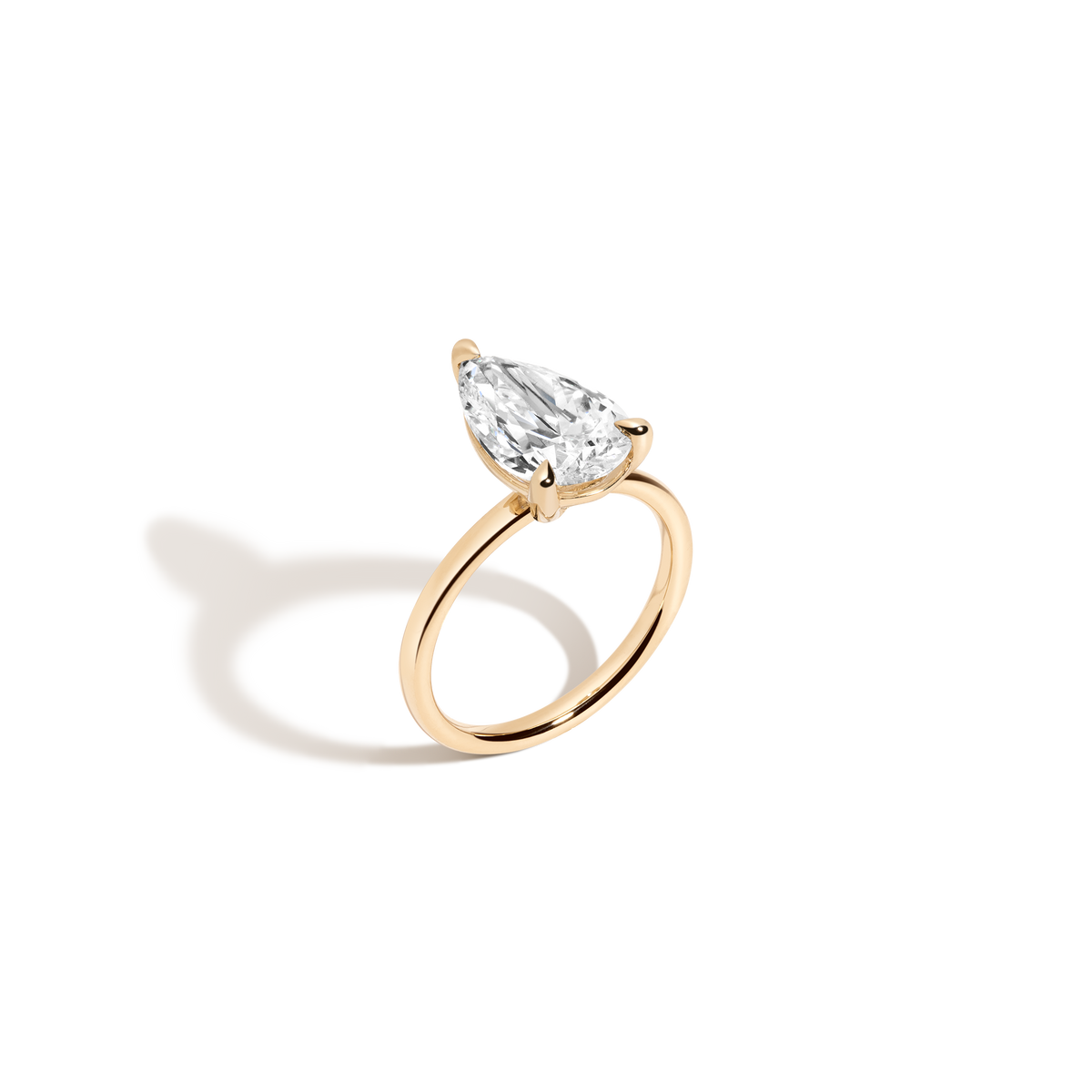 4ct Pear Lab Grown Diamond Solitaire Ring 14k 18k Yellow Gold