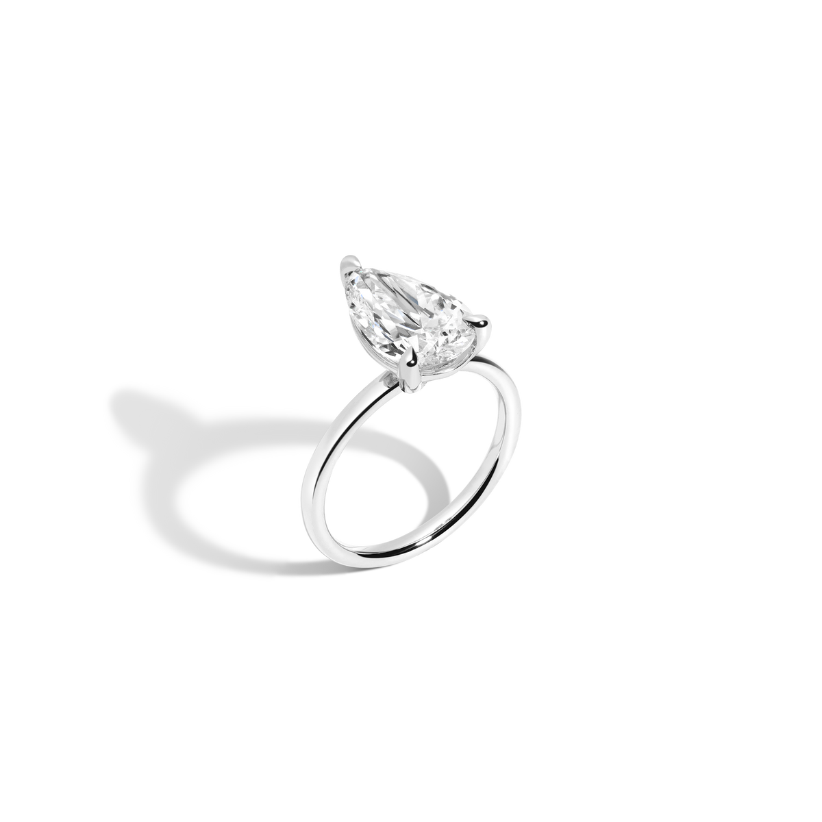 4ct Pear Lab Grown Diamond Solitaire Ring 14k 18k Platinum White Gold