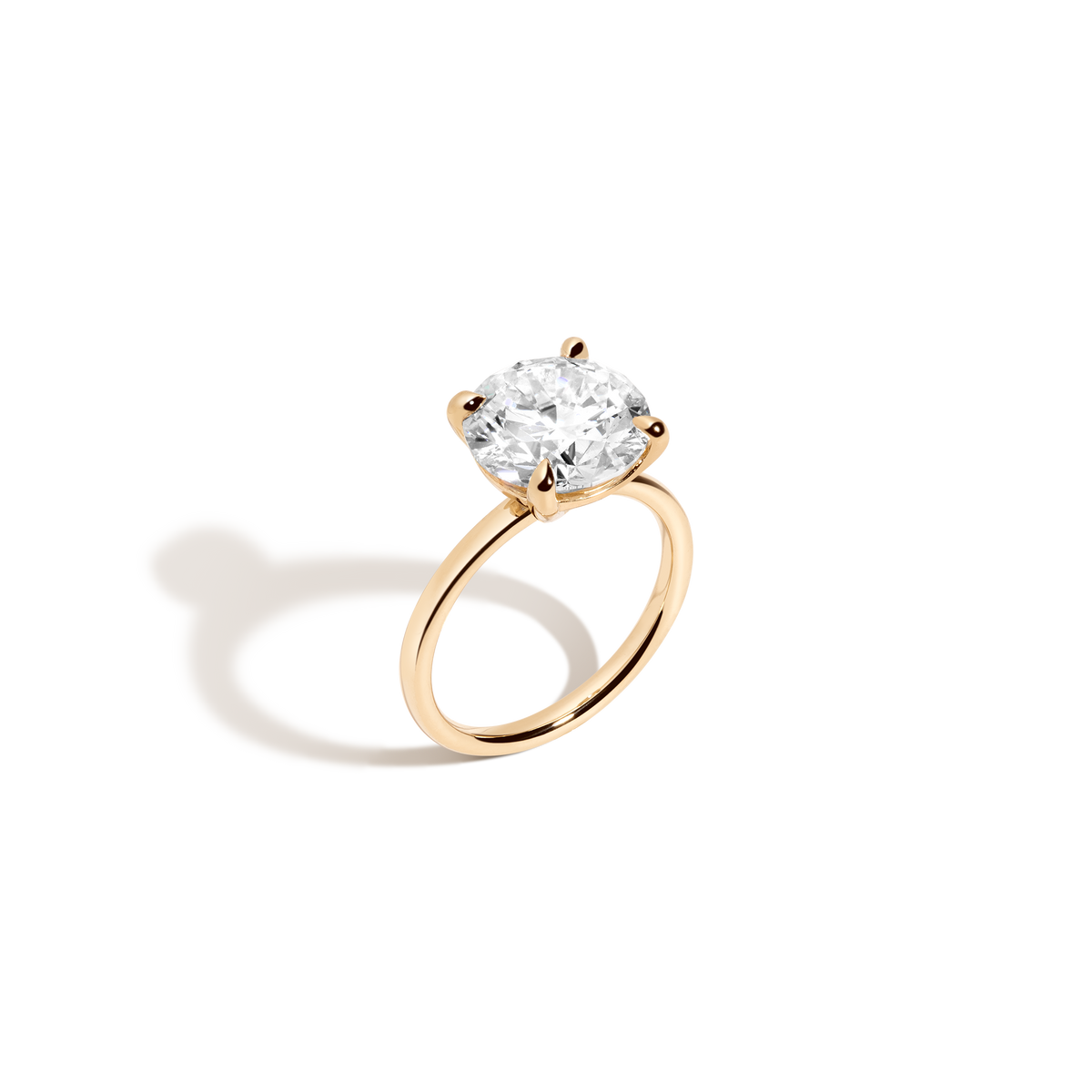 4ct Round Lab Grown Diamond Solitaire Ring 14k 18k Yellow Gold