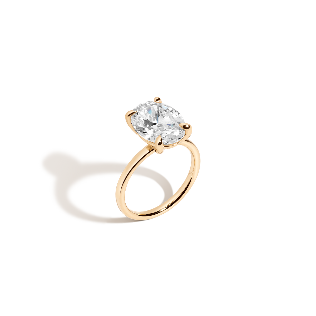 4ct Oval Lab Grown Diamond Solitaire Ring 14k 18k Yellow Gold
