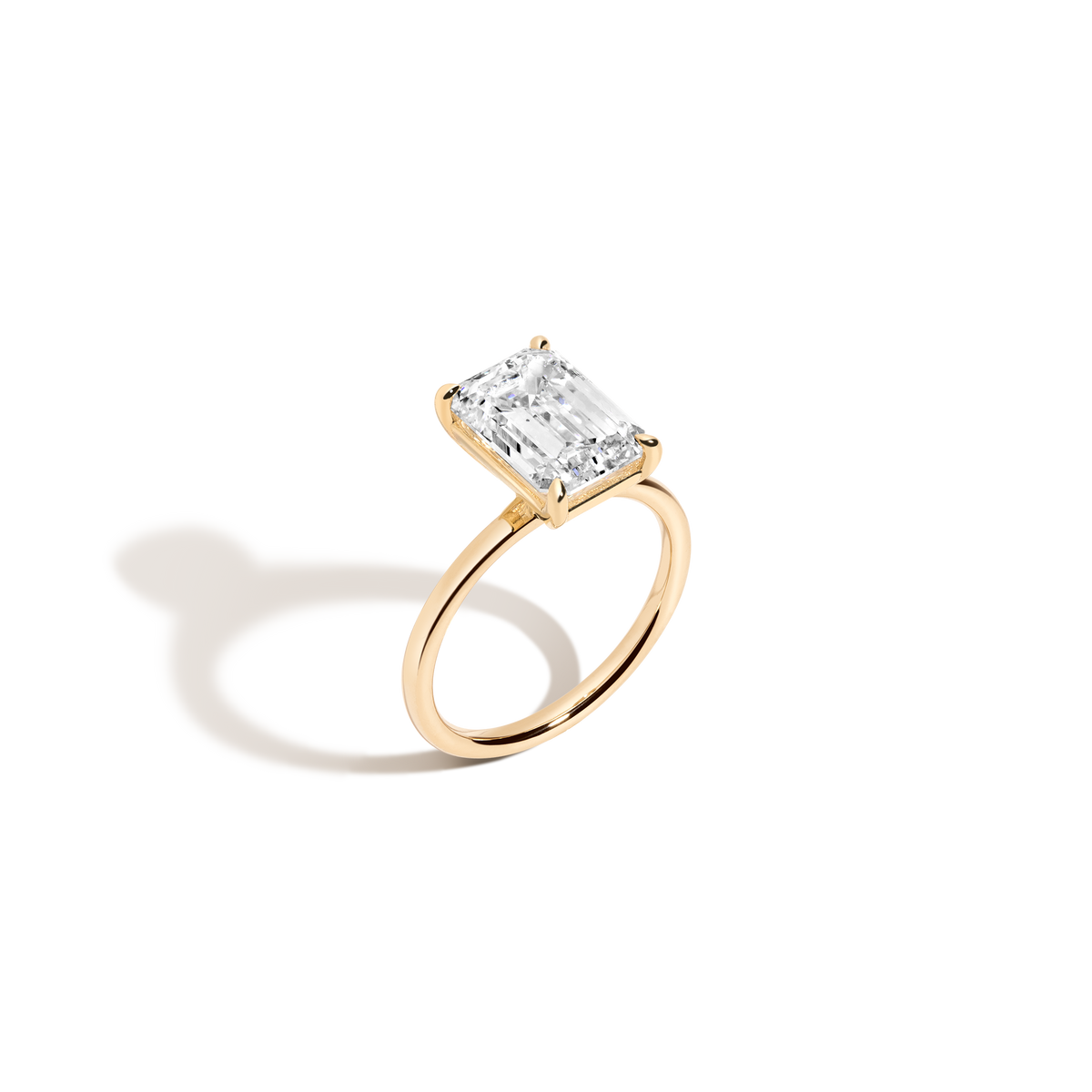 4ct Emerald Lab Grown Diamond Solitaire Ring 14k 18k Yellow Gold