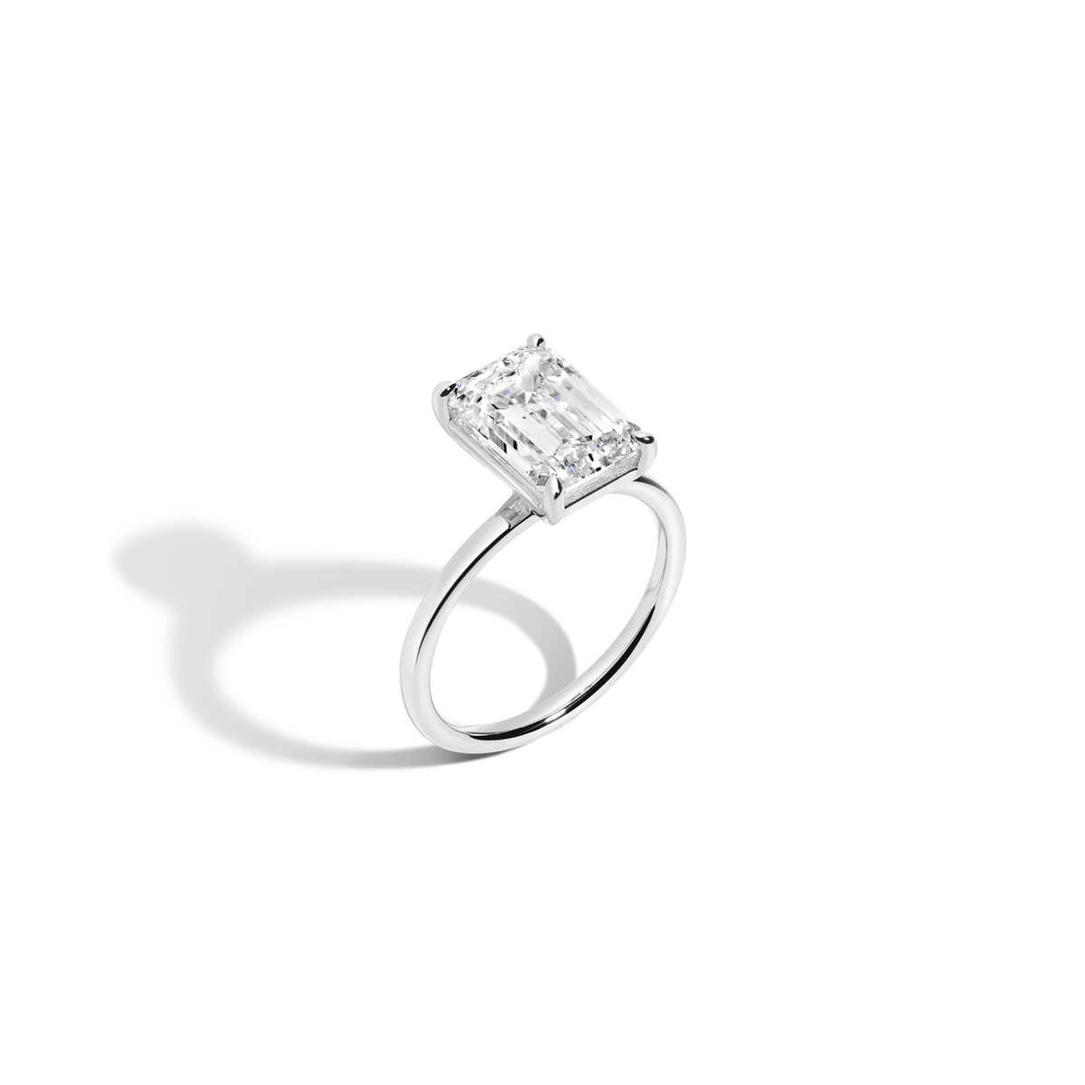 4ct Emerald Lab Grown Diamond Solitaire Ring 14k 18k Platinum White Gold