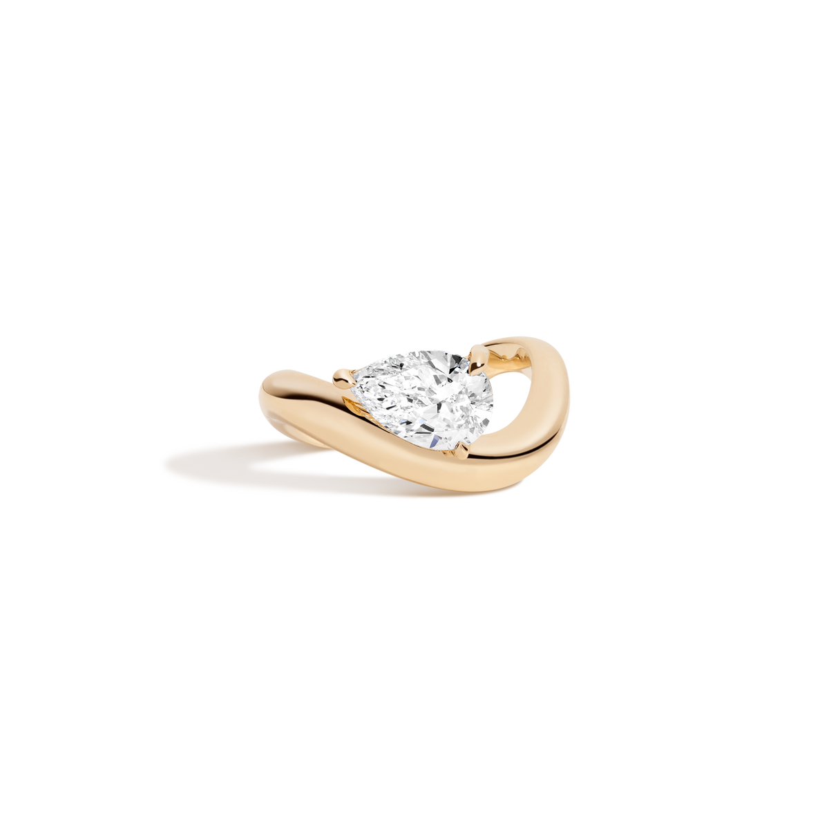 2ct Pear Lab Grown Diamond Floating Ring 14k 18k Yellow Gold First