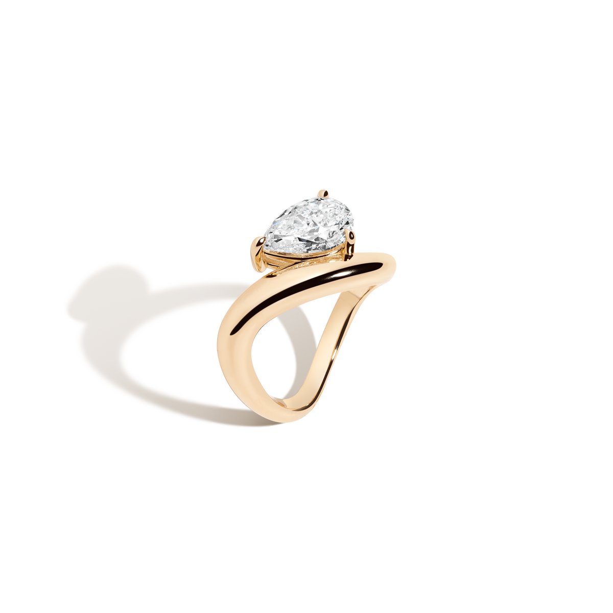 2ct Pear Lab Grown Diamond Floating Ring 14k 18k Yellow Gold