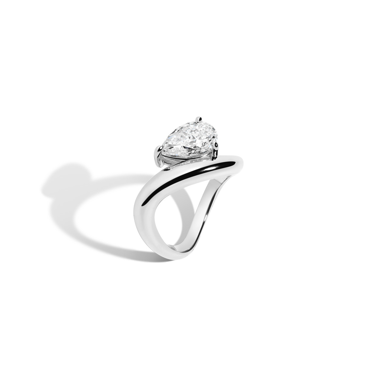 2ct Pear Lab Grown Diamond Floating Ring 14k 18k Platinum White Gold