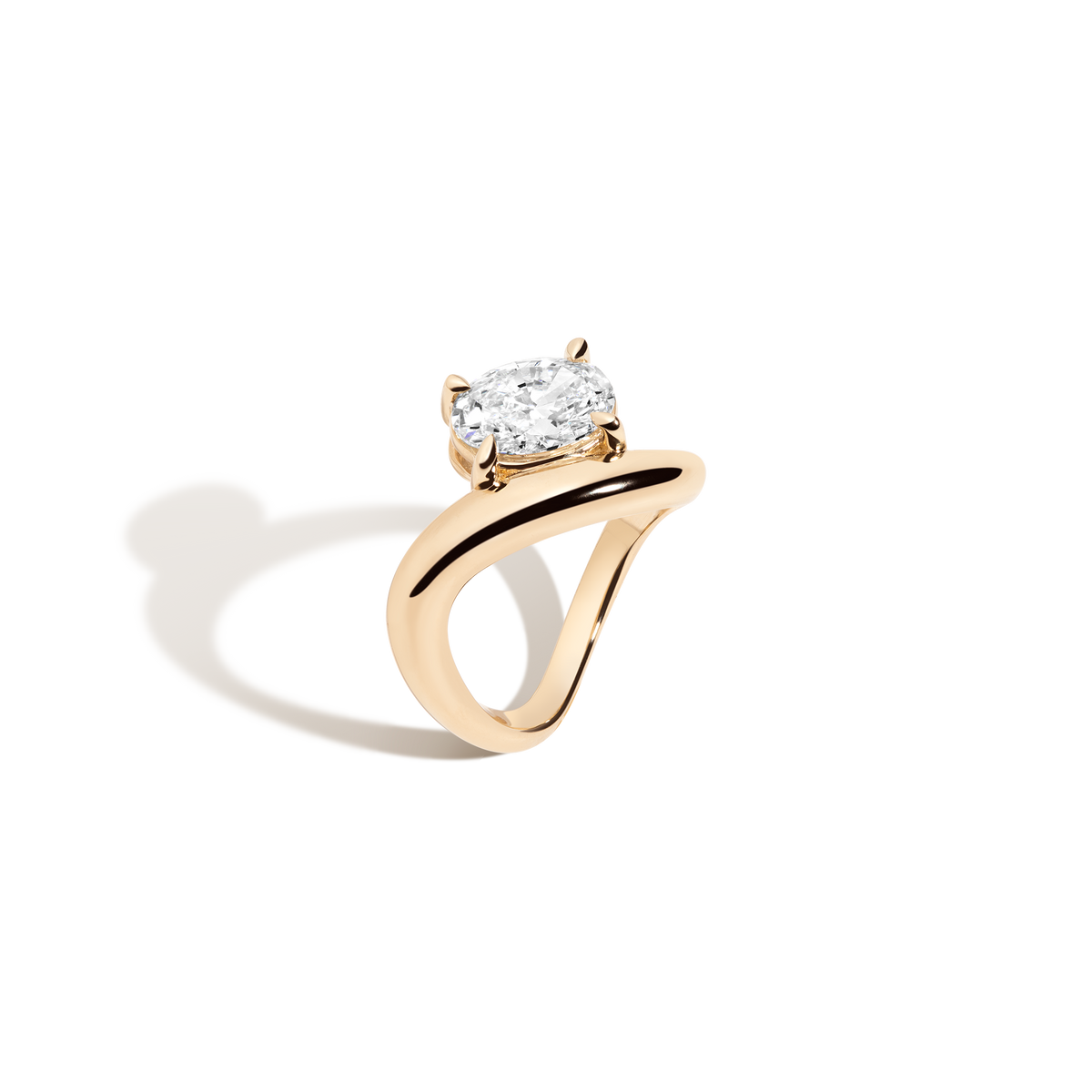 2ct Oval Lab Grown Diamond Floating Ring 14k 18k Yellow Gold