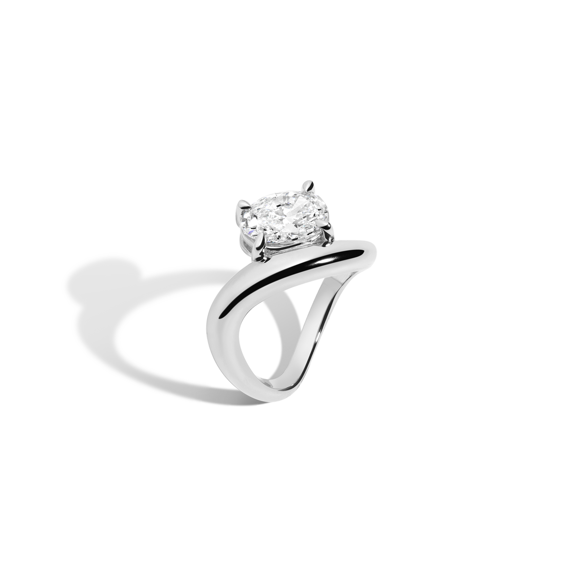 2ct Oval Lab Grown Diamond Floating Ring 14k 18k Platinum White Gold