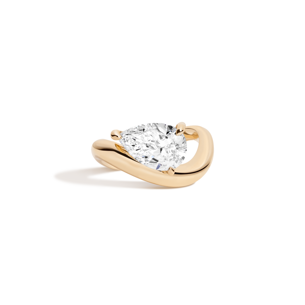 3ct Pear Lab Grown Diamond Floating Ring 14k 18k Yellow Gold First