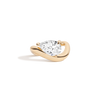 3ct Pear Lab Grown Diamond Floating Ring 14k Yellow Gold First