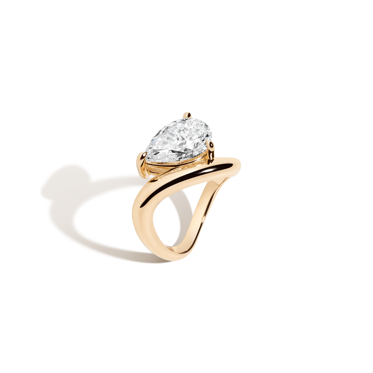3ct Pear Lab Grown Diamond Floating Ring 14k 18k Yellow Gold