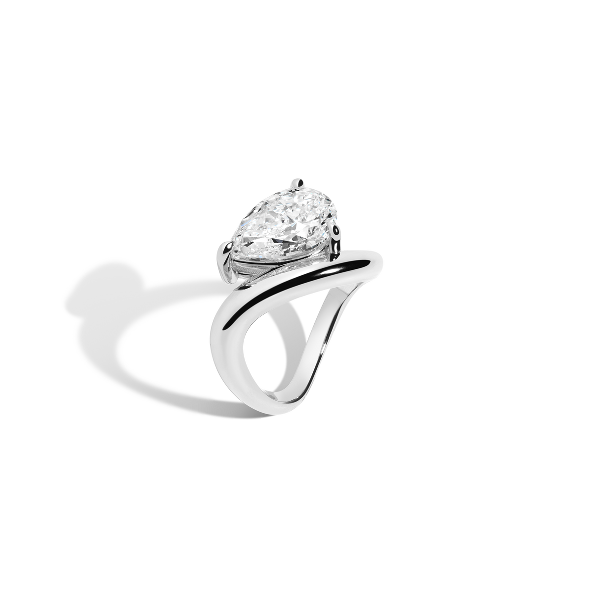 3ct Pear Lab Grown Diamond Floating Ring 14k 18k Platinum White Gold