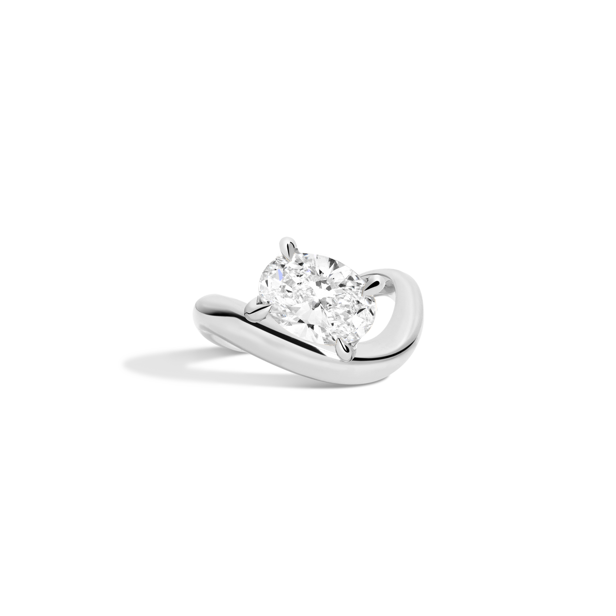 3ct Oval Lab Grown Diamond Floating Ring 14k 18k Platinum White Gold First