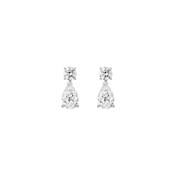 Lab Grown Diamond Pear Drop Earrings 14k White Gold 5ct First