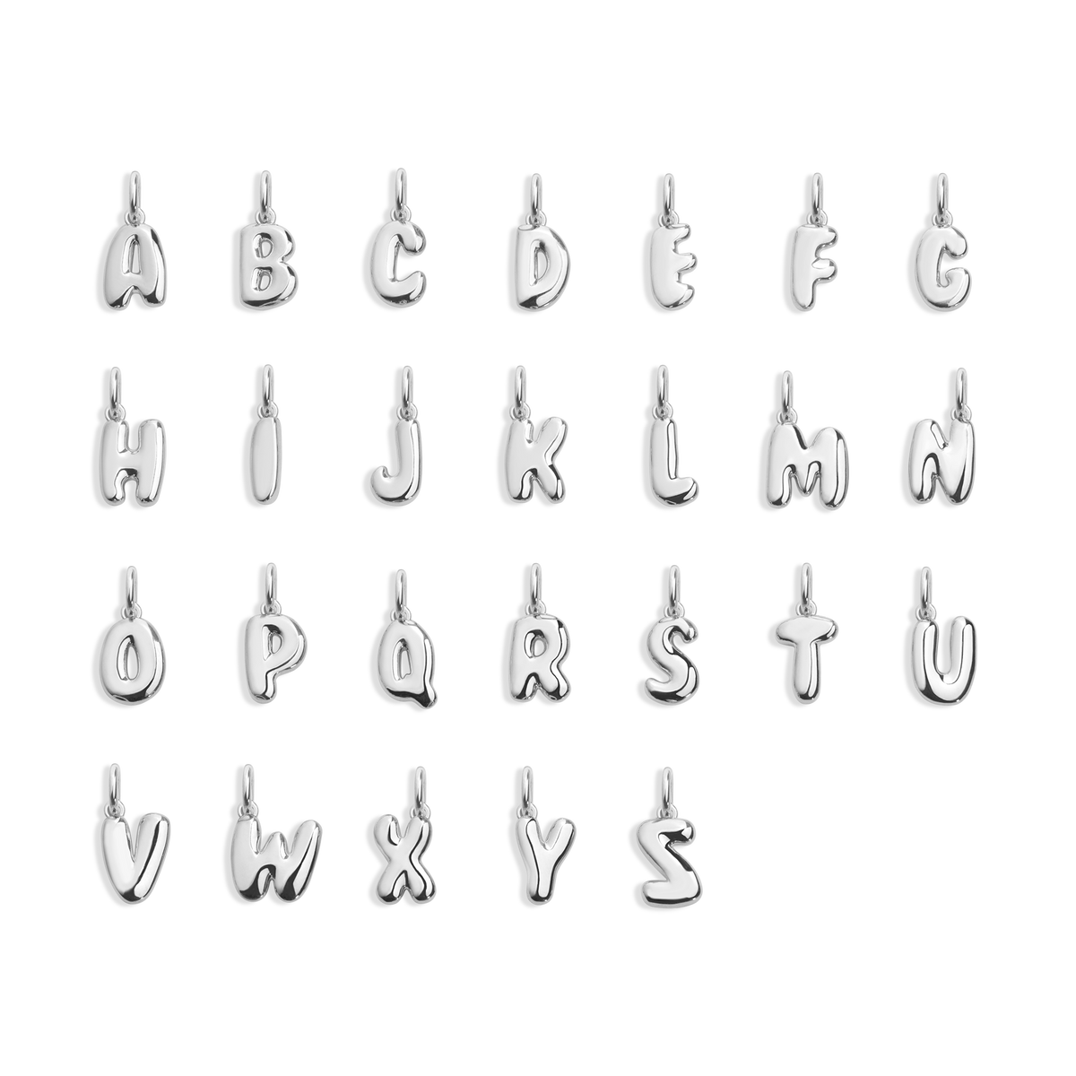 Bold Bubble Letter Pendant Vermeil 14k White Gold F