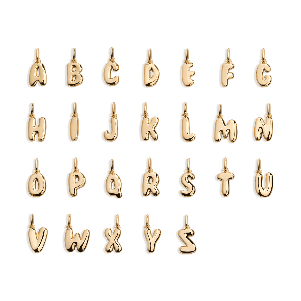 Bold Bubble Letter Pendant Vermeil 14k Yellow Gold H