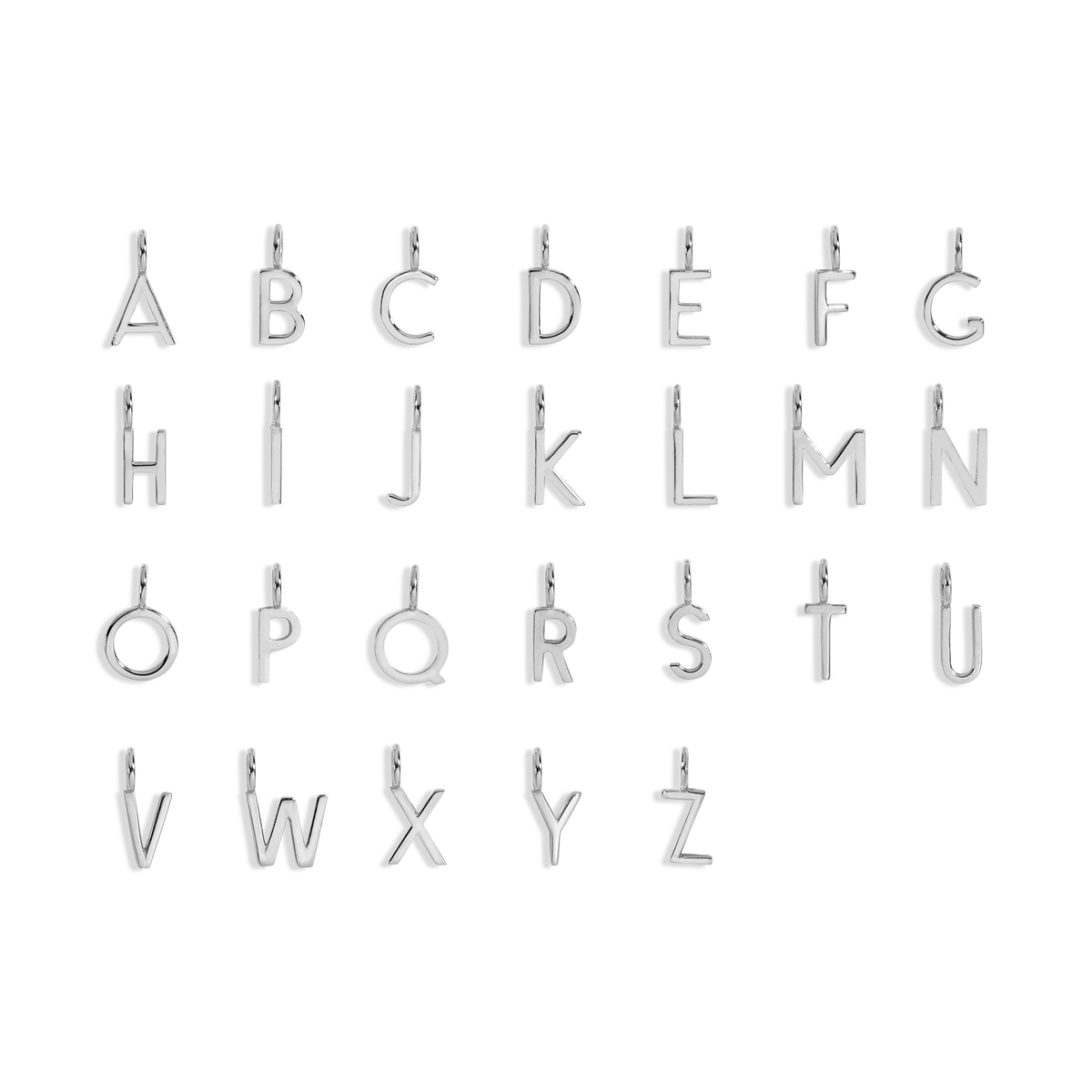 Classic Gold Letter Pendant 14k White Gold Z