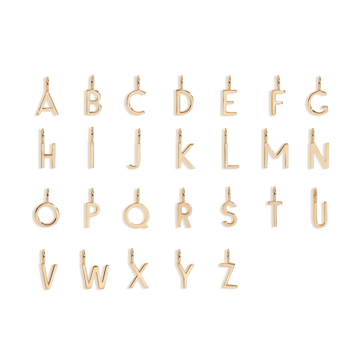 Classic Gold Letter Pendant 14k Yellow Gold O