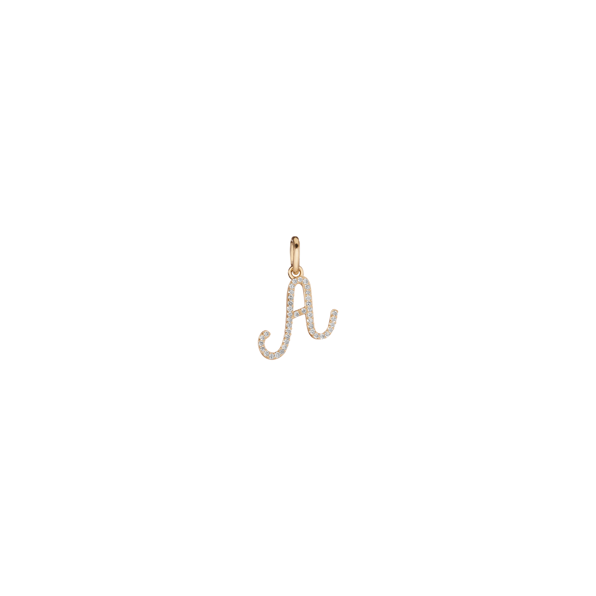 Pavé Lab Grown Diamond Script Letter Pendant 14k Yellow Gold A First