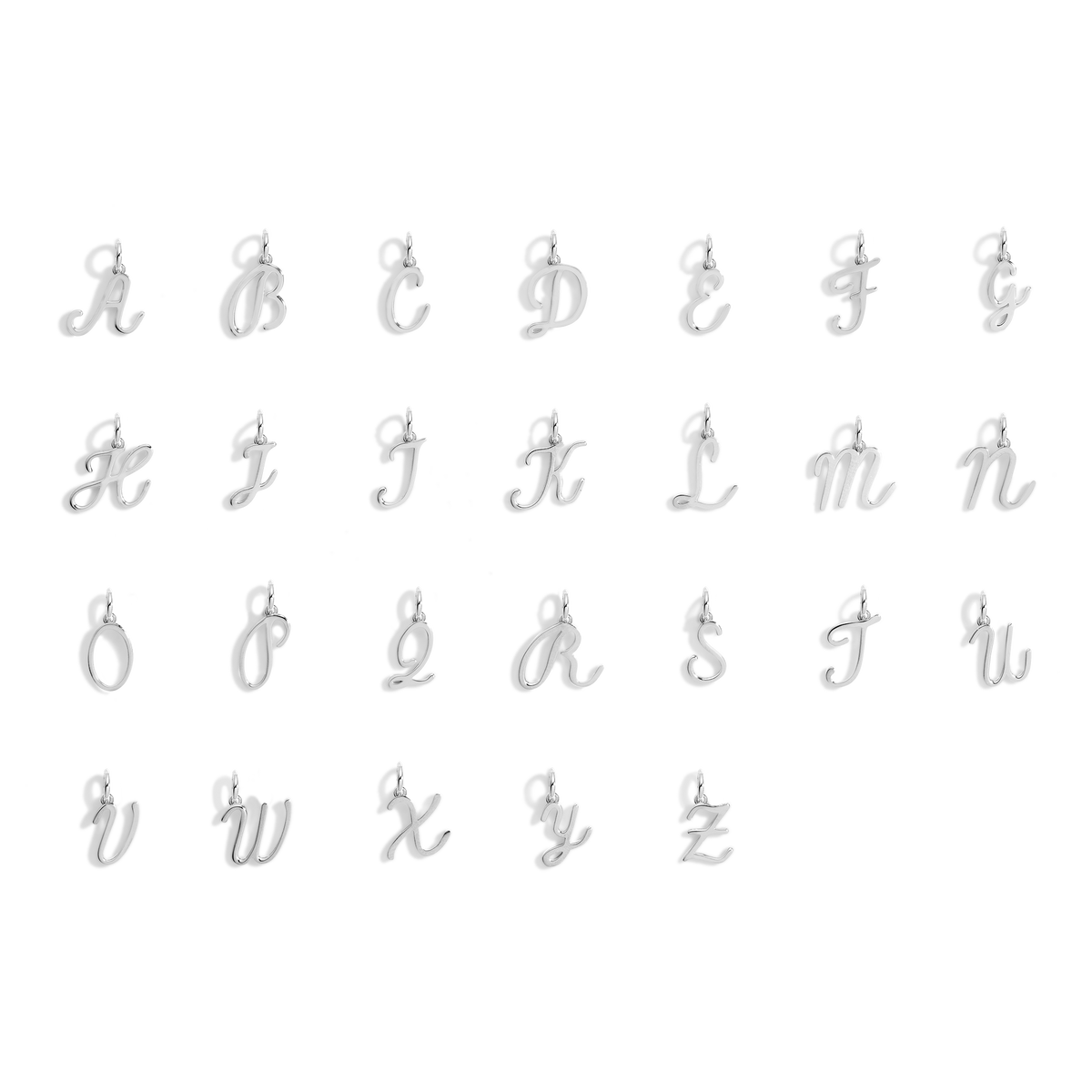 Script Gold Letter Pendant Vermeil 14k White Gold M