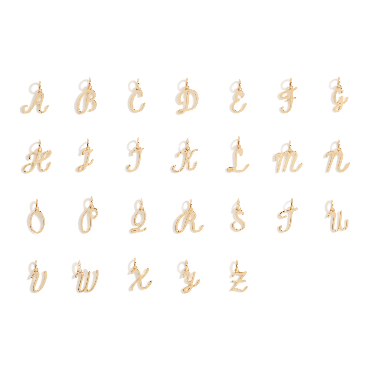 Script Gold Letter Pendant Vermeil 14k Yellow Gold B