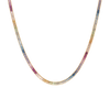 Ombré Rainbow Baguette Tennis Necklace Vermeil Yellow Gold 16in First