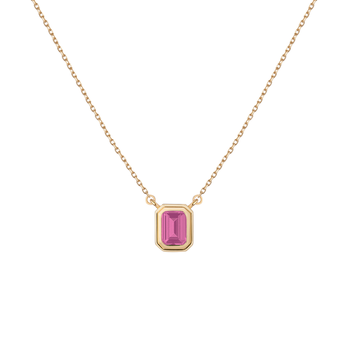 Lab Grown Pink Sapphire Heirloom Necklace Vermeil 14k 18k Yellow Gold First