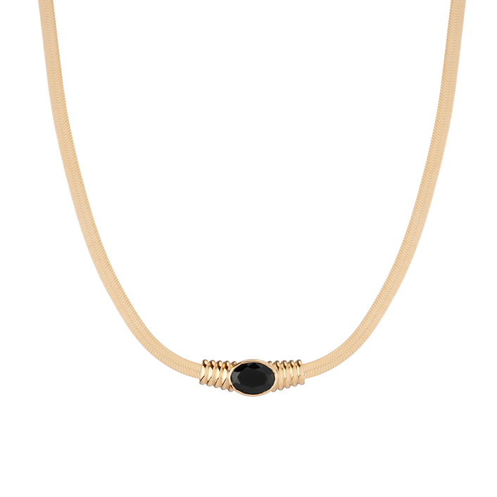 Lab Grown Black Sapphire Art Deco Herringbone Necklace