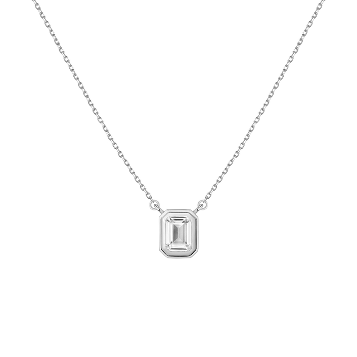 Lab Grown White Sapphire Heirloom Necklace Vermeil 14k 18k White Gold First