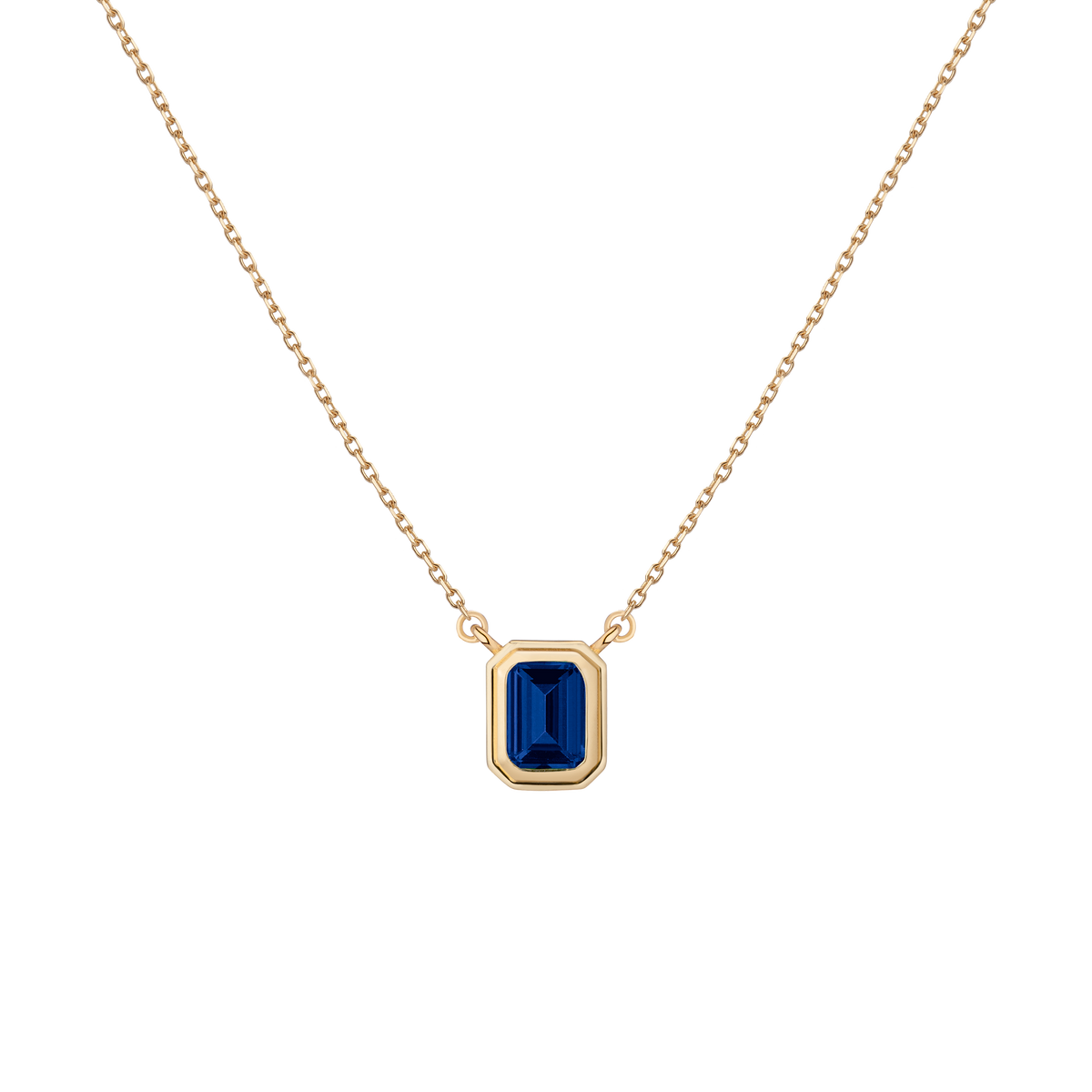 Lab Grown Blue Sapphire Heirloom Necklace Vermeil 14k 18k Yellow Gold First