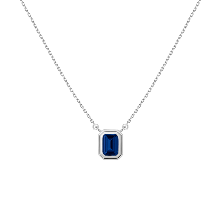 Lab Grown Blue Sapphire Heirloom Necklace Vermeil 14k 18k White Gold First