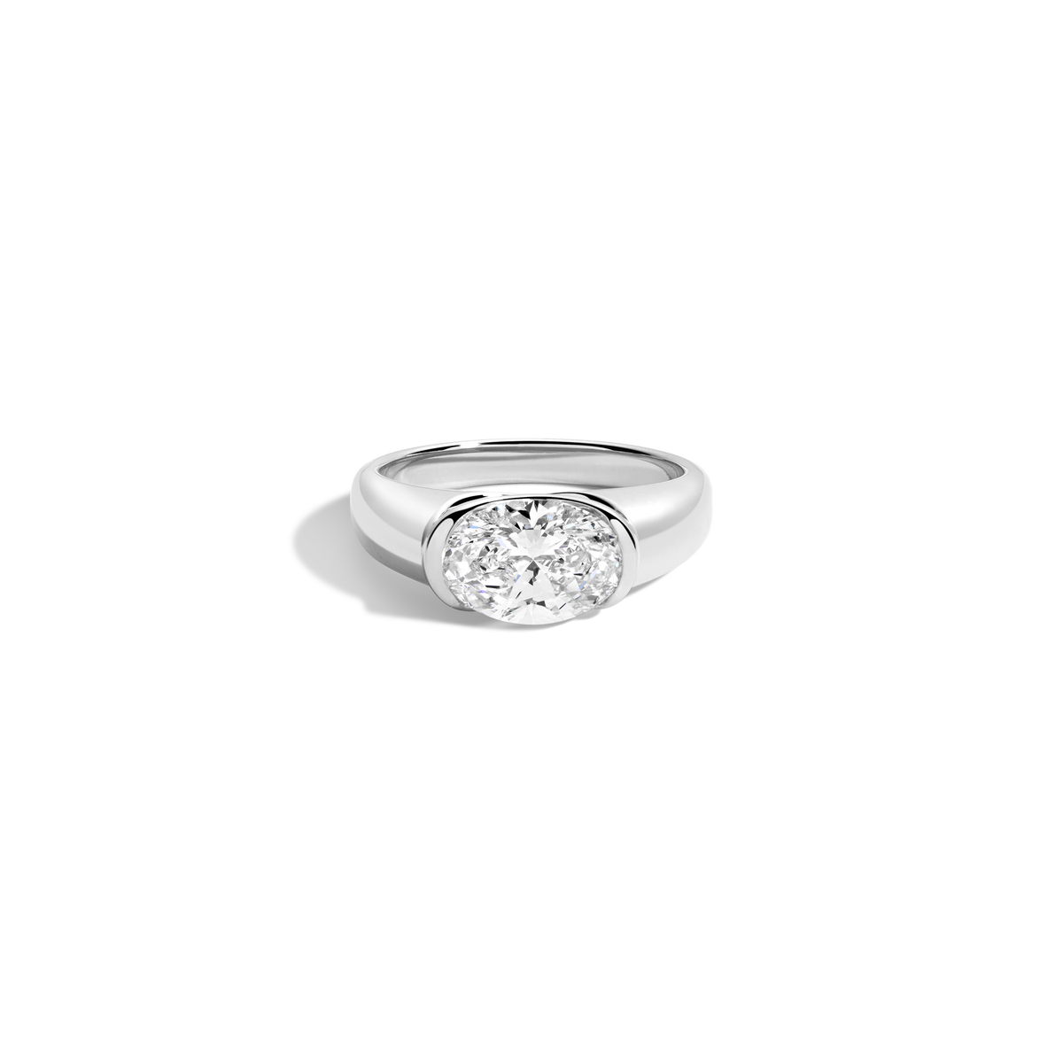 2ct Oval Lab Grown Diamond Floating Cigar Ring 14k 18k Platinum White Gold First