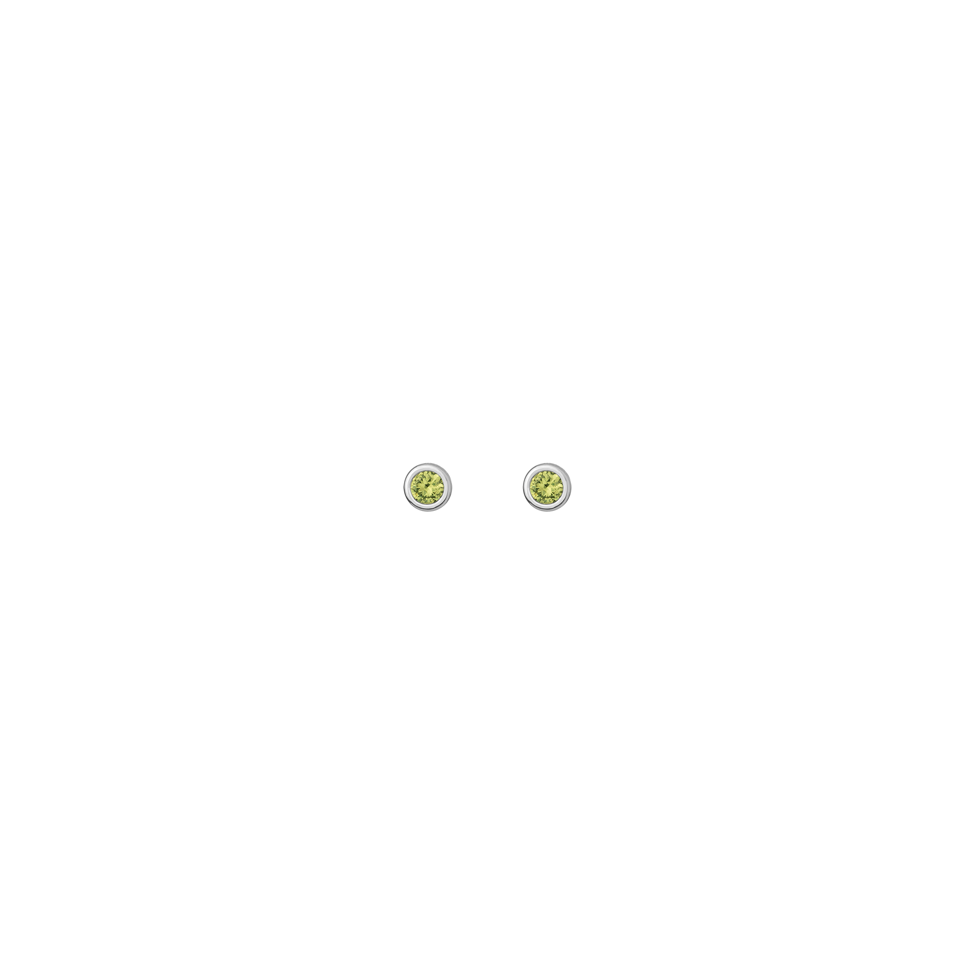 Aurate x Wilson: Peridot Bezel Stud Earrings Vermeil White Gold Pair Single Butterflyback Flatback First