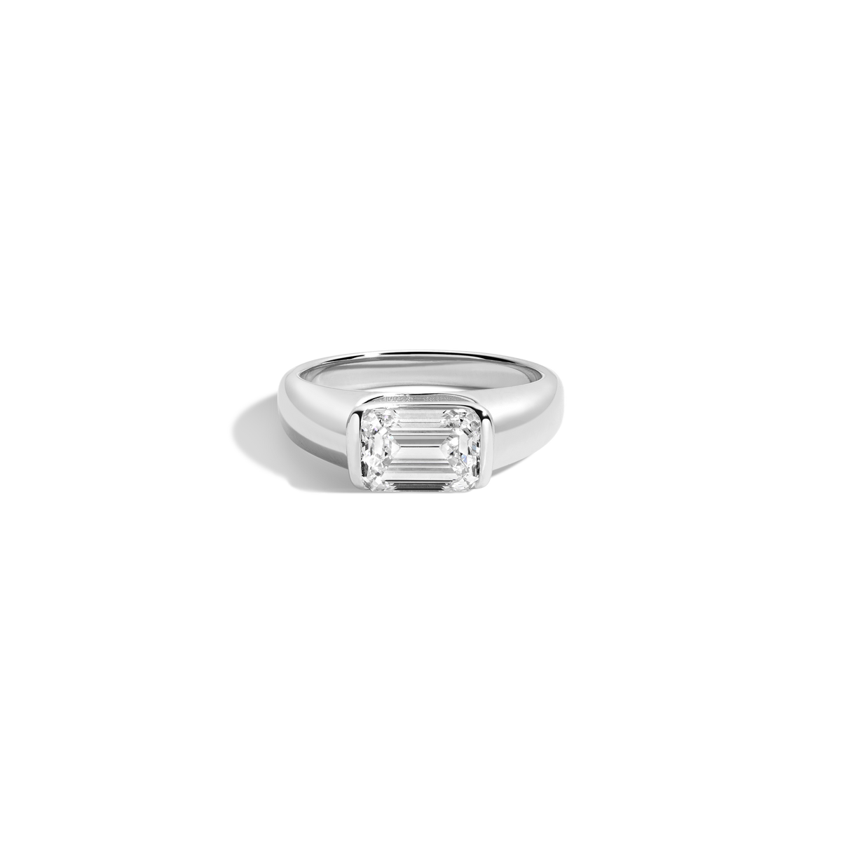 2ct Emerald Lab Grown Diamond Floating Cigar Ring 14k 18k Platinum White Gold First