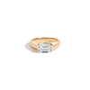 2ct Emerald Lab Grown Diamond Floating Cigar Ring 14k Yellow Gold First