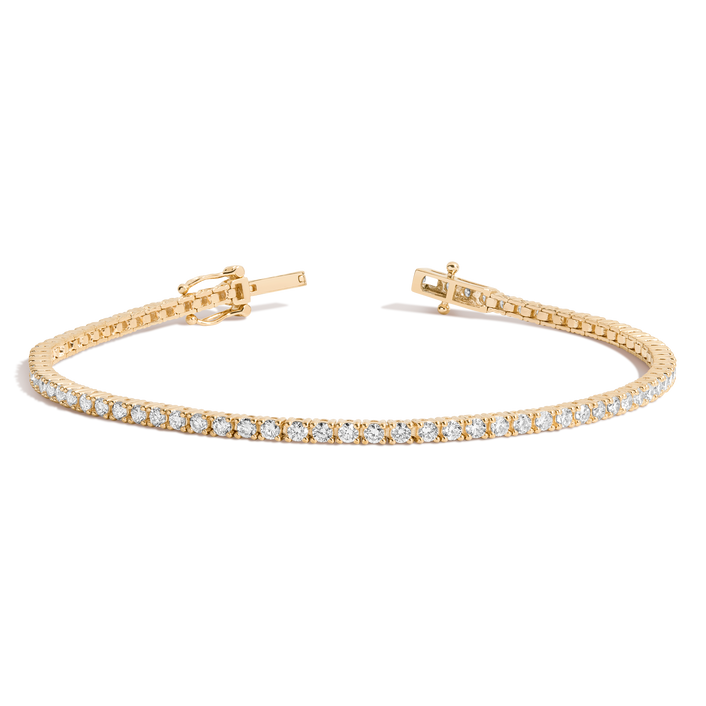 2ct Lab Grown Diamond Tennis Bracelet 14k Yellow Gold 7in First