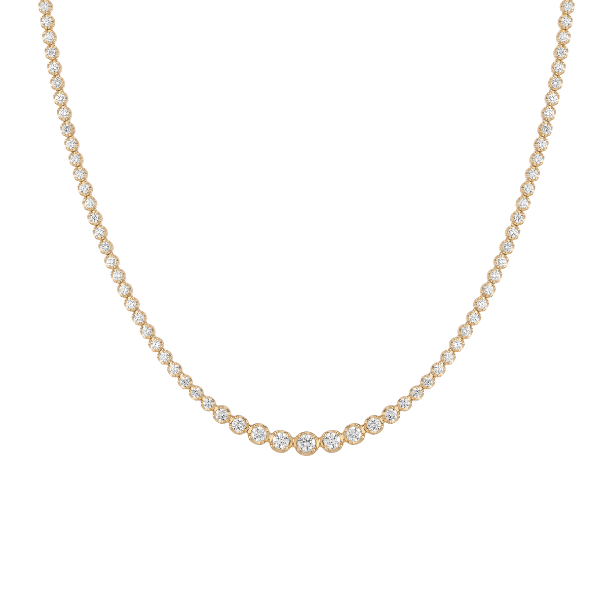 4ct Lab Grown Diamond Graduated Tennis Necklace 14k Yellow Gold 16in First