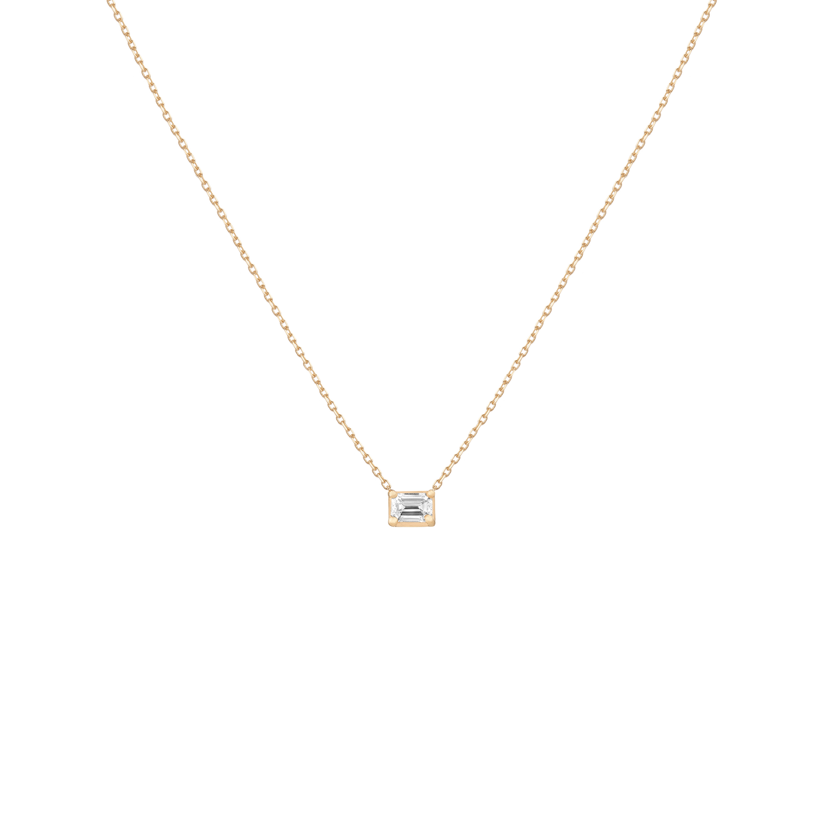 0.25ct Emerald Lab Grown Diamond Necklace 14k Yellow Gold First