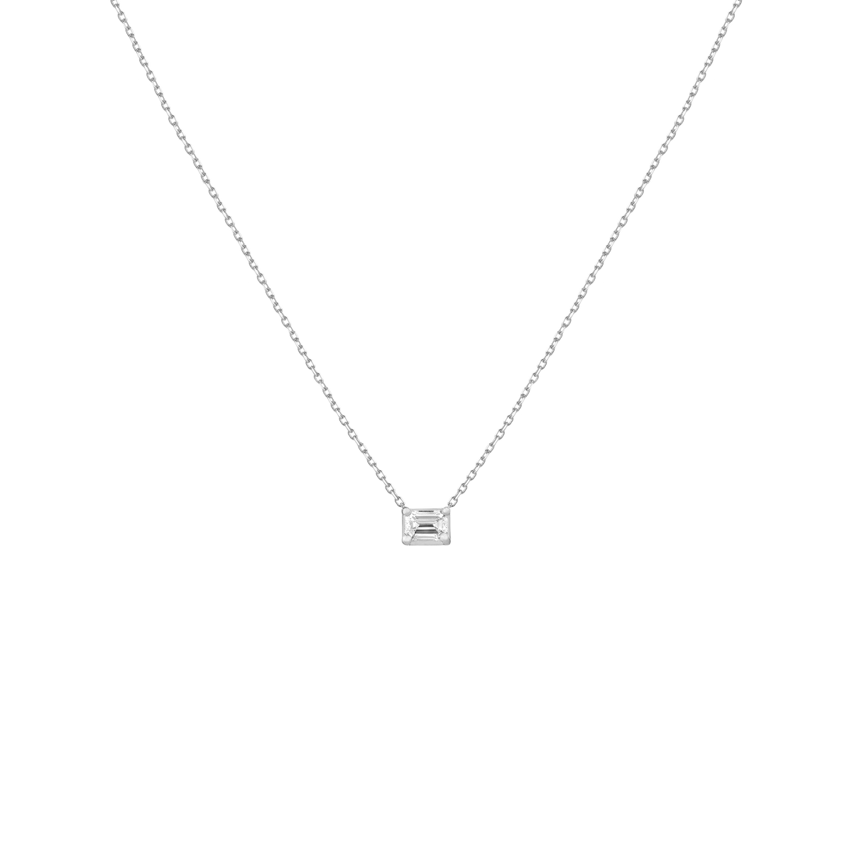 0.25ct Emerald Lab Grown Diamond Necklace 14k White Gold First