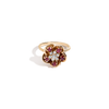 Vintage Diamond & Ruby Rose Flower Ring 14k Yellow Gold First