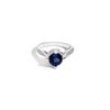 Vintage Royal Blue Sapphire and Diamond Ring 14k White Gold First