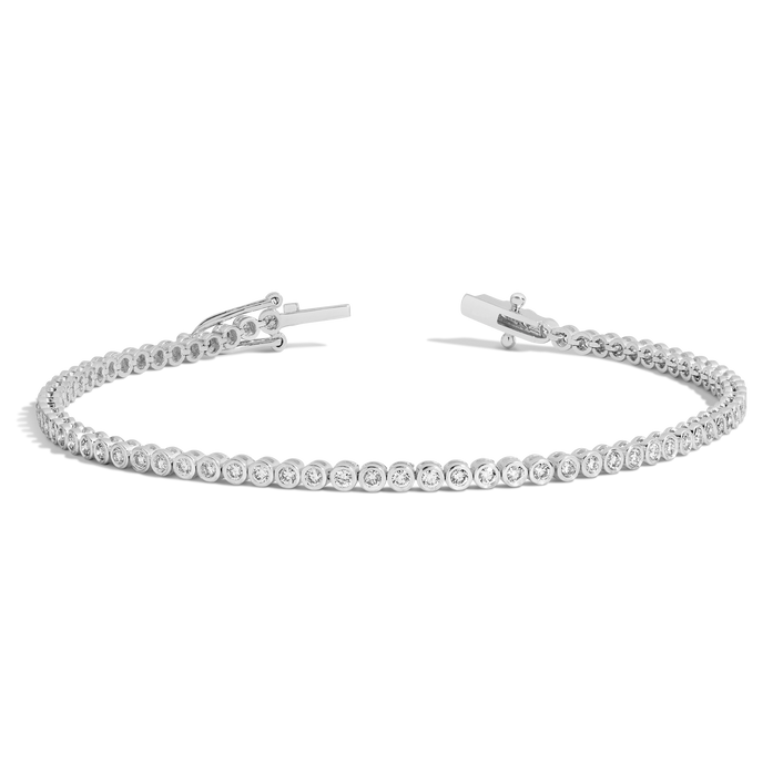 2.5ct Lab Grown Diamond Bezel Tennis Bracelet 14k White Gold 7in First