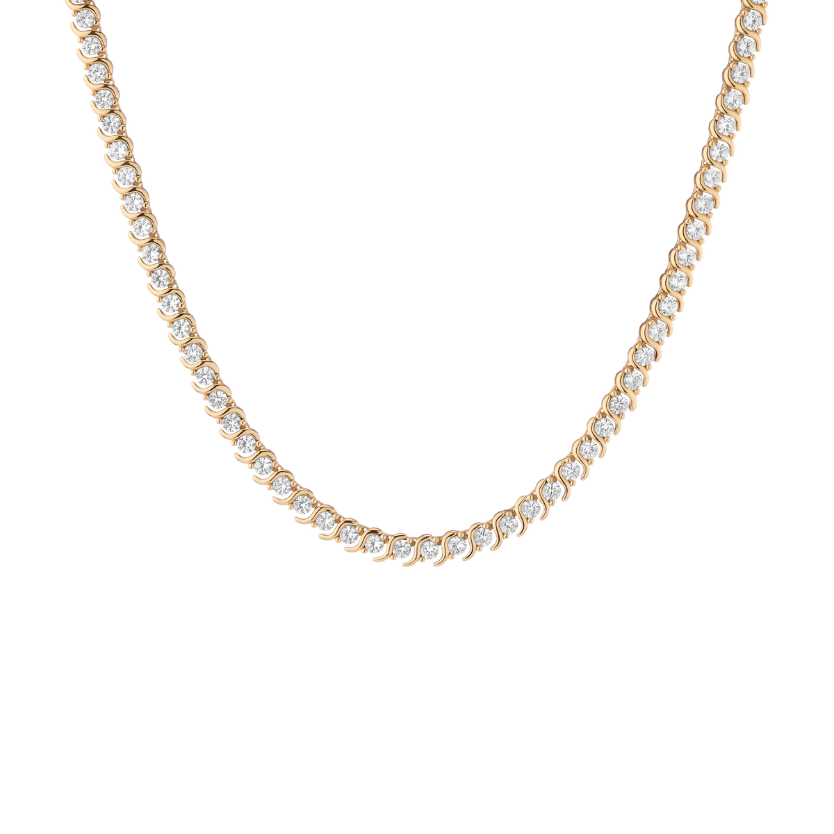 Lab Grown White Sapphire Vintage S Tennis Choker Necklace Vermeil Yellow Gold 14in (Choker) 16in First