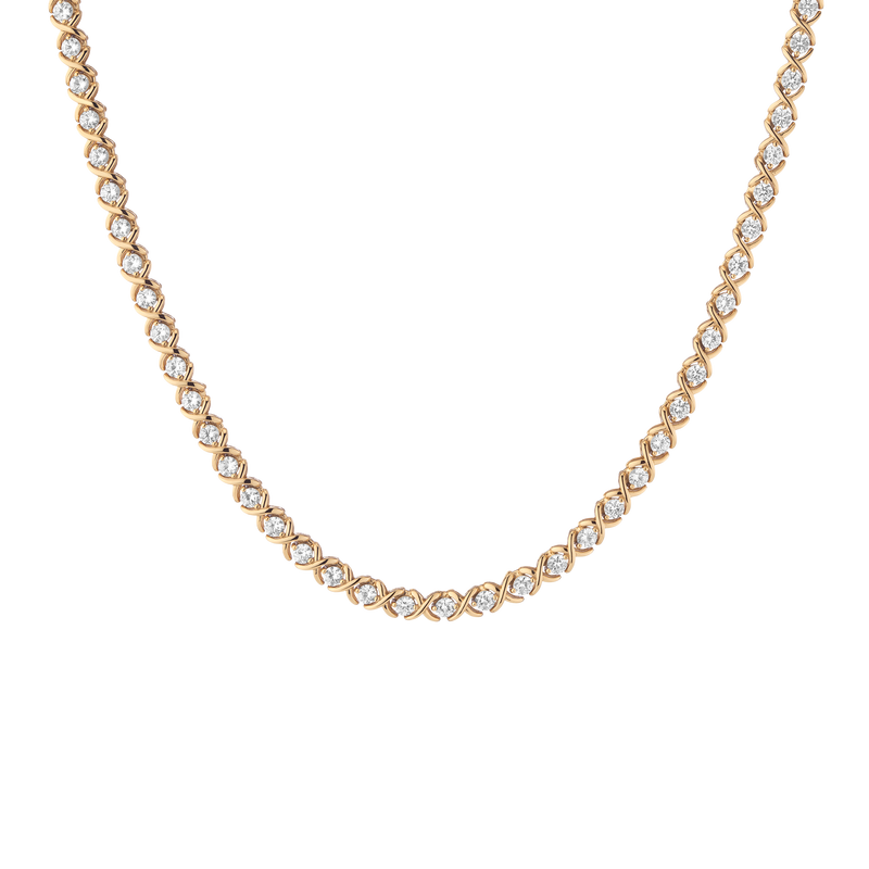 Lab Grown White Sapphire X Estate Tennis Necklace