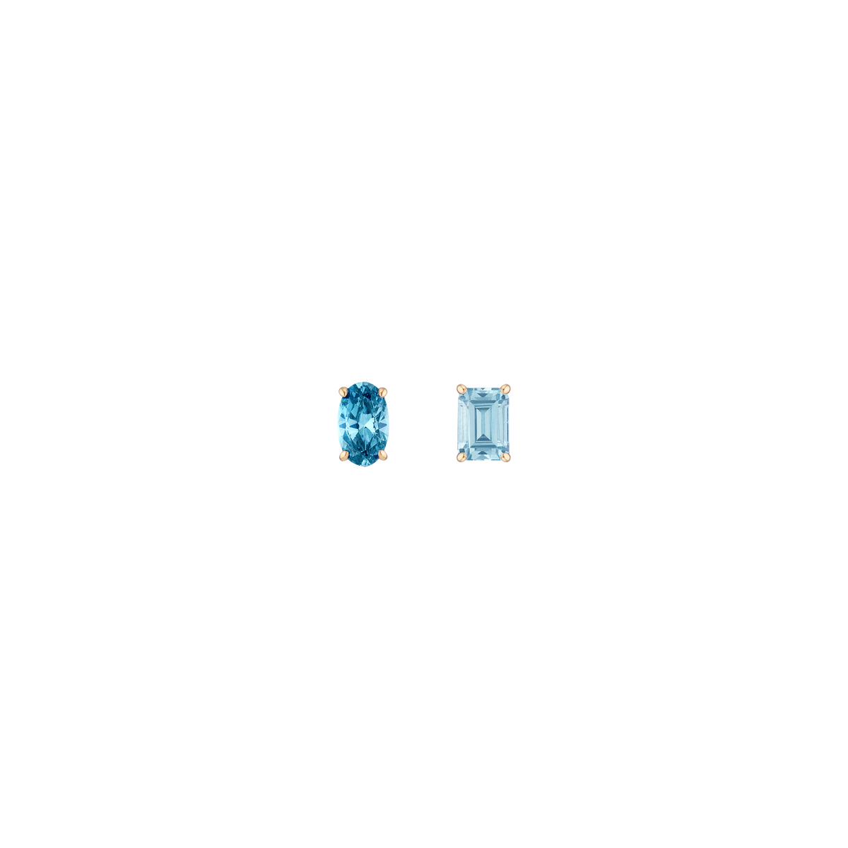 Lab Grown Aquamarine Mosaic Studs Vermeil Yellow Gold First
