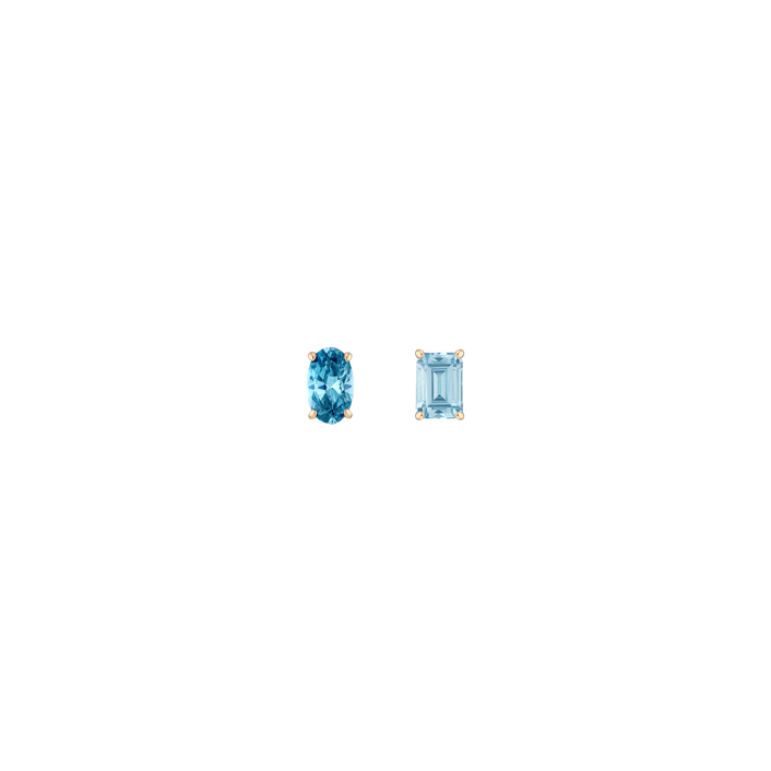 Lab Grown Aquamarine Mosaic Studs Vermeil Yellow Gold First