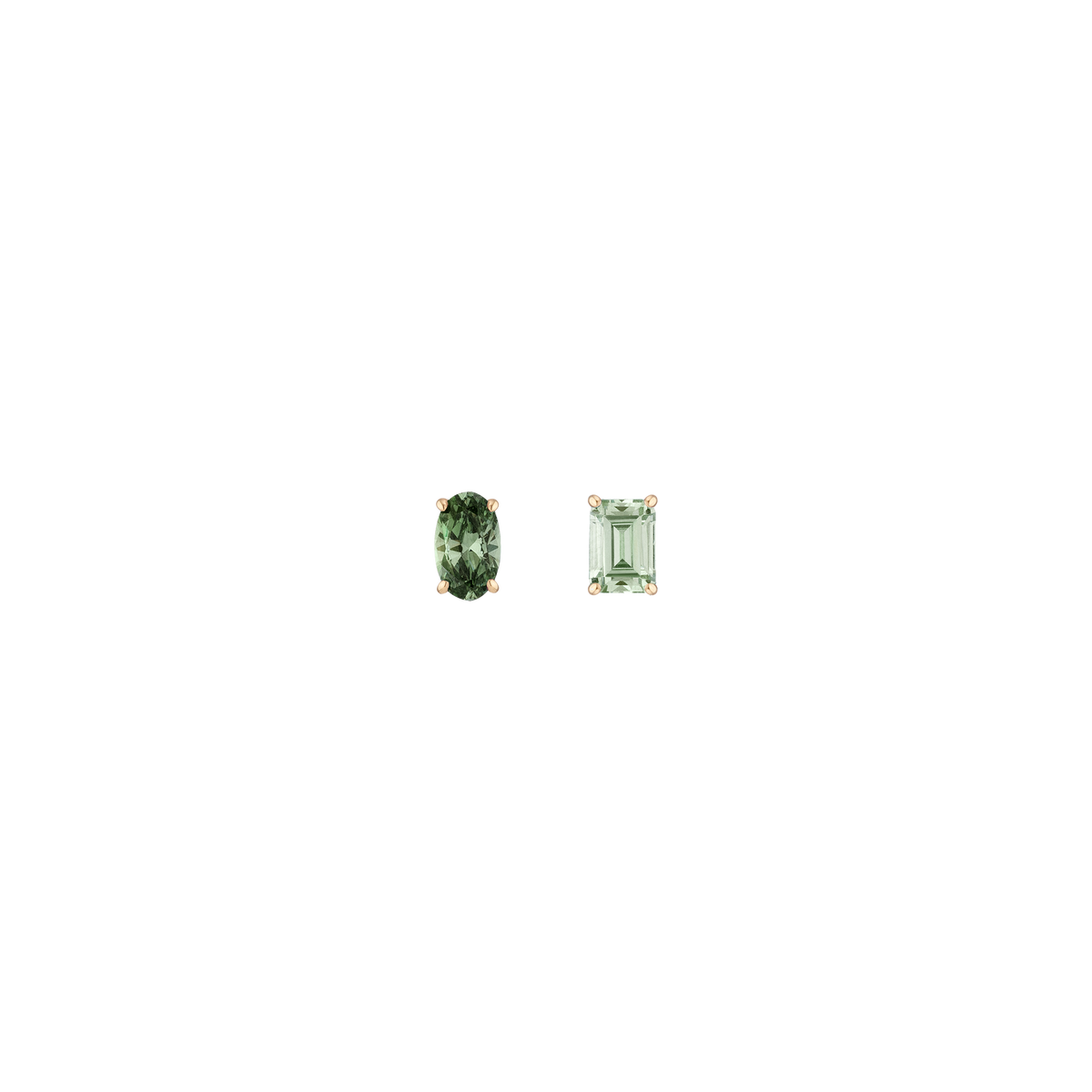 Lab Grown Green Prasiolite Mosaic Studs Vermeil Yellow Gold First